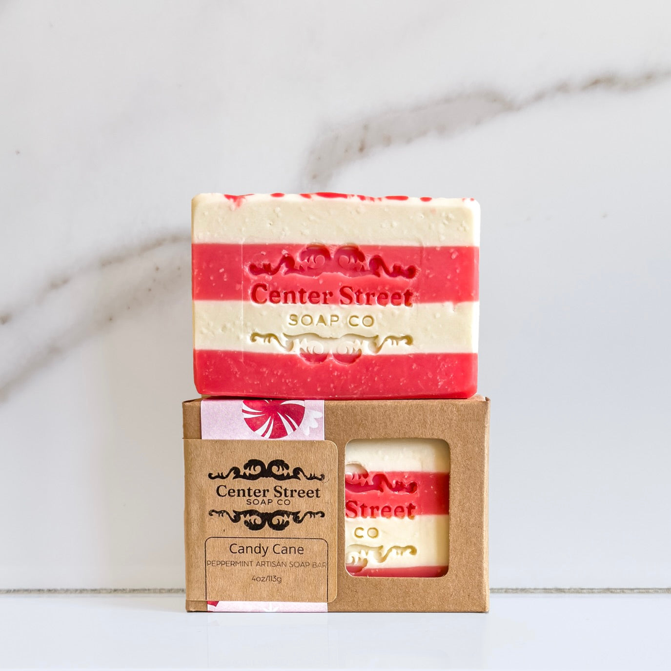 Center Street Soap Co. Candy Cane Handmade Soap Bar