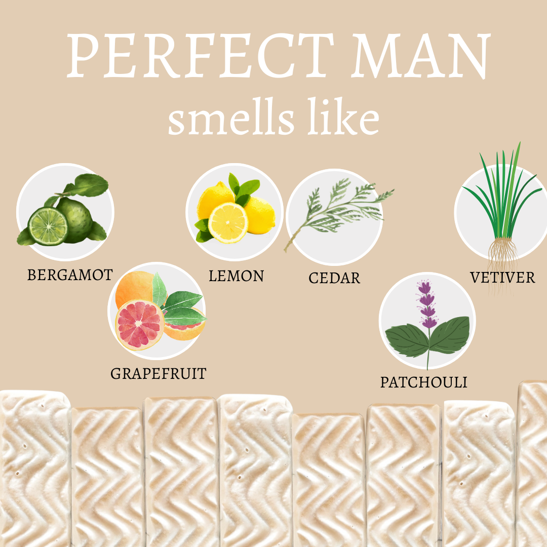 Perfect Man Handmade Bar Soap by Center Street Soap Co. Smells Like Graphic