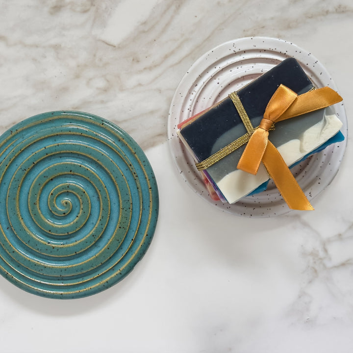 Speckled Round Ceramic Soap Dish