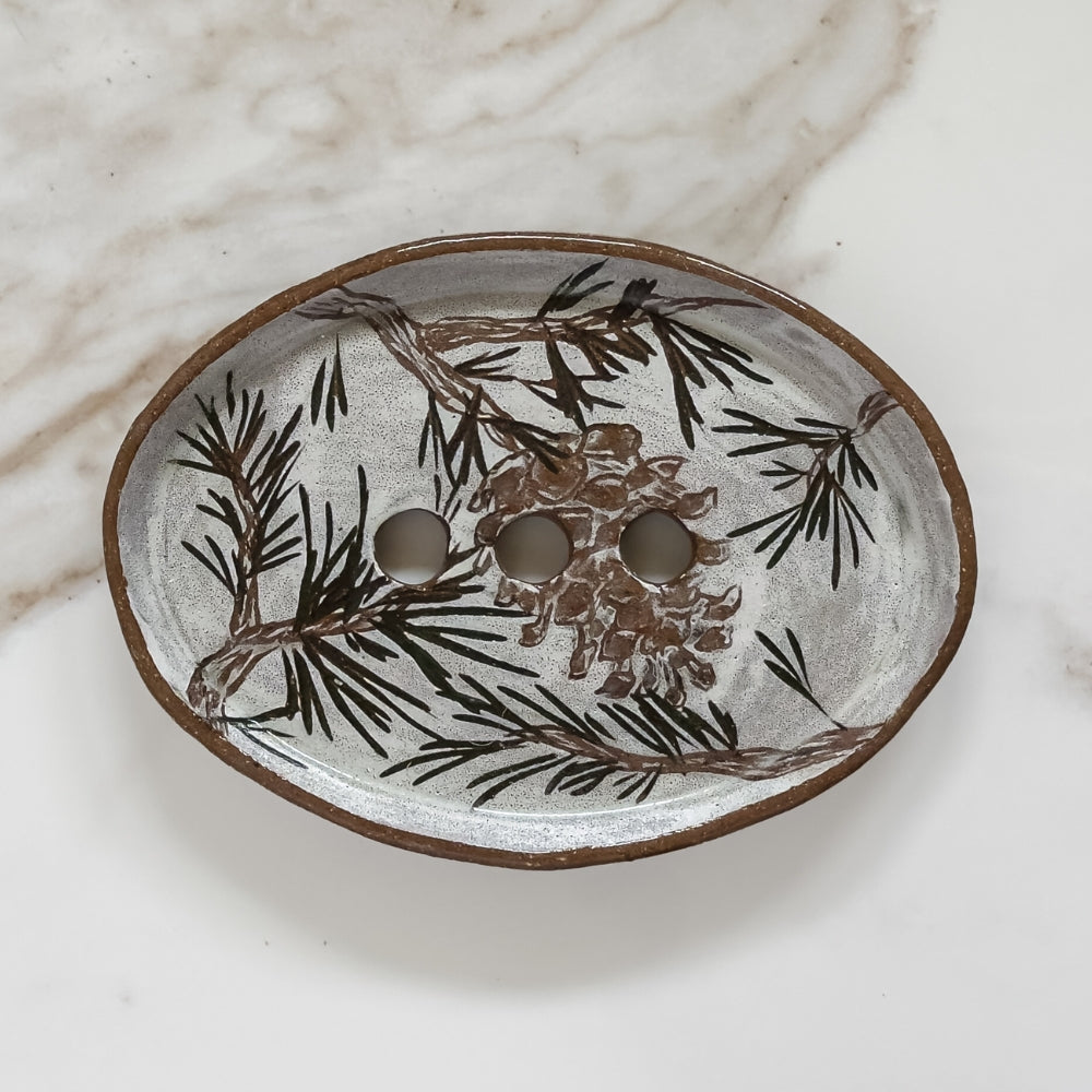 Winter Pine Ceramic Soap Dish