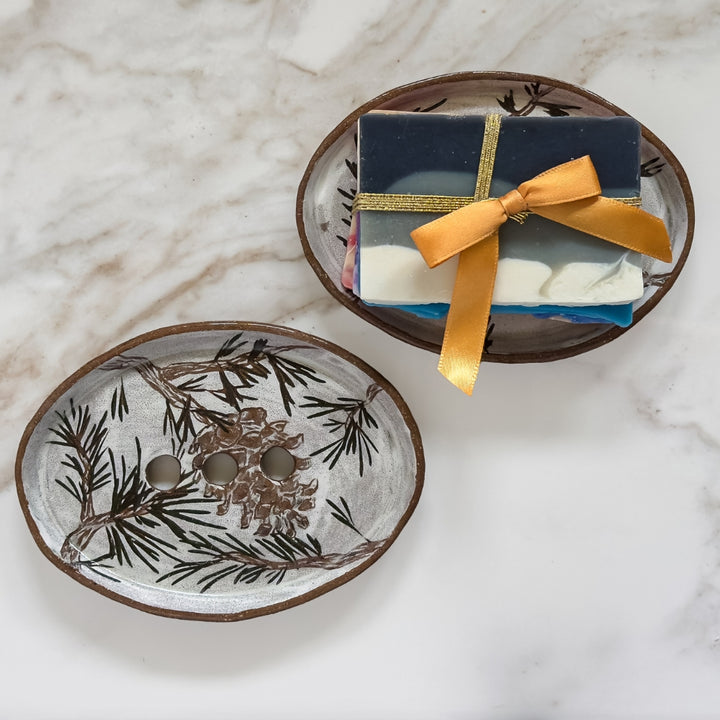 Winter Pine Ceramic Soap Dish
