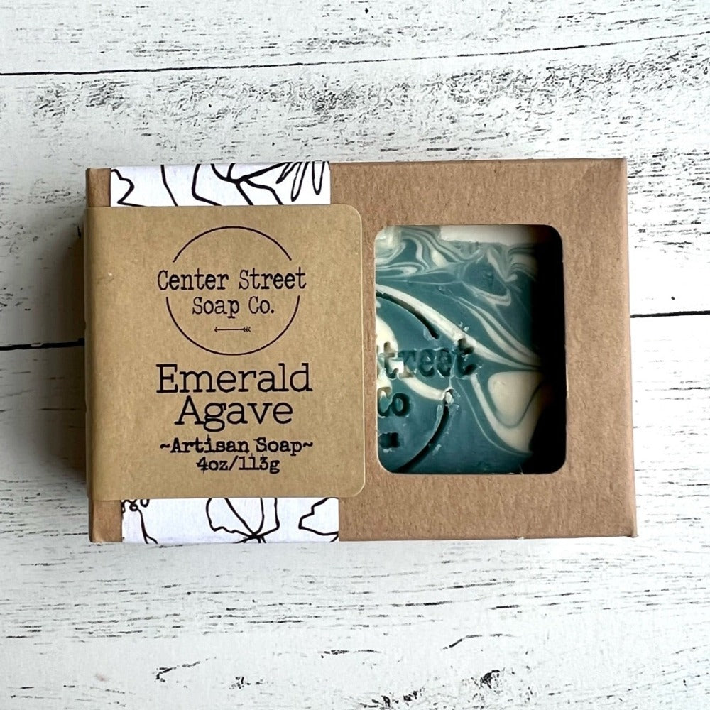 Center Street Soap Co. Emerald Agave Handcrafted Soap Packaged